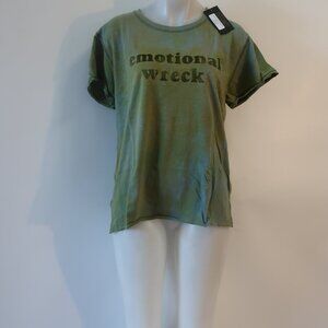 NWT Womens Unsweetened Lime Green Graphic Logo "Emotional Wreck" T-Shirt Sz M